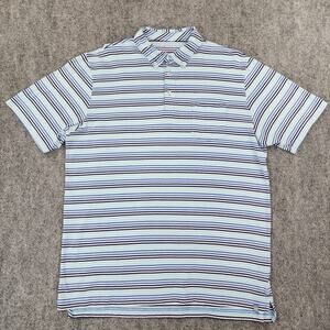 Peter Millar Shirt Mens Large Blue Striped Polo Performance Pima Golf Pocket